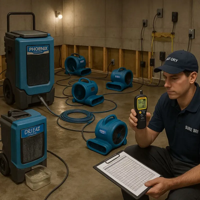Structural Drying and Dehumidification process in Minster, OH